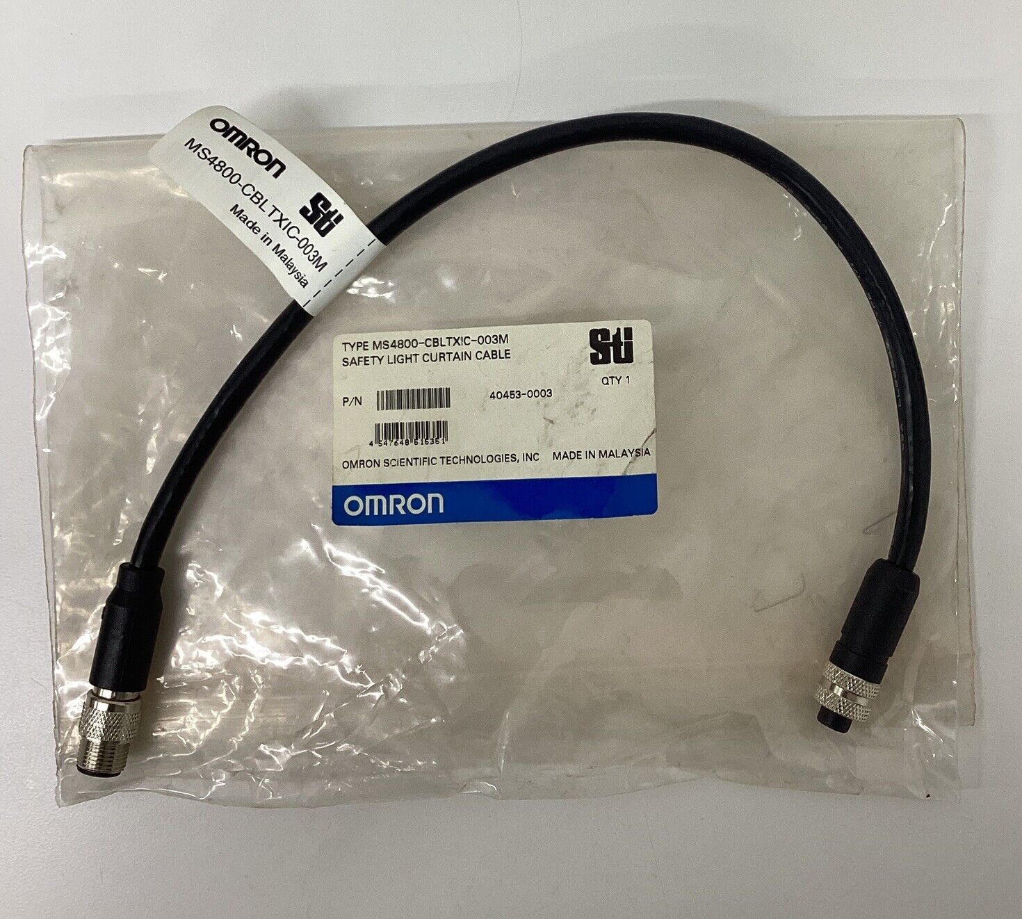 Omron STI 60726-0003 / MS4800-CBLTXIC-003M Light Curtain Cable (YE248)