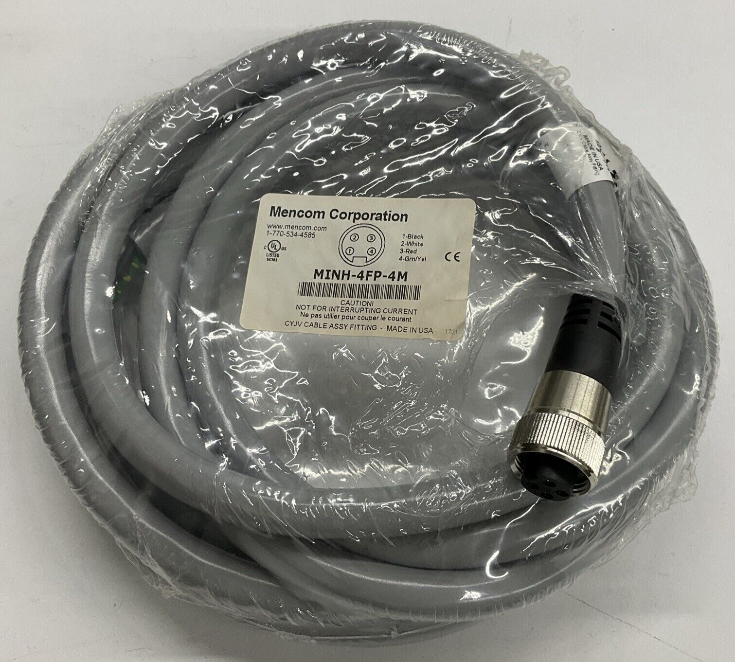 Mencom MINH-4FP-4M 7/8" Mini, Female, 4-Pole, 4-Meter Cable (CBL 117) - 0