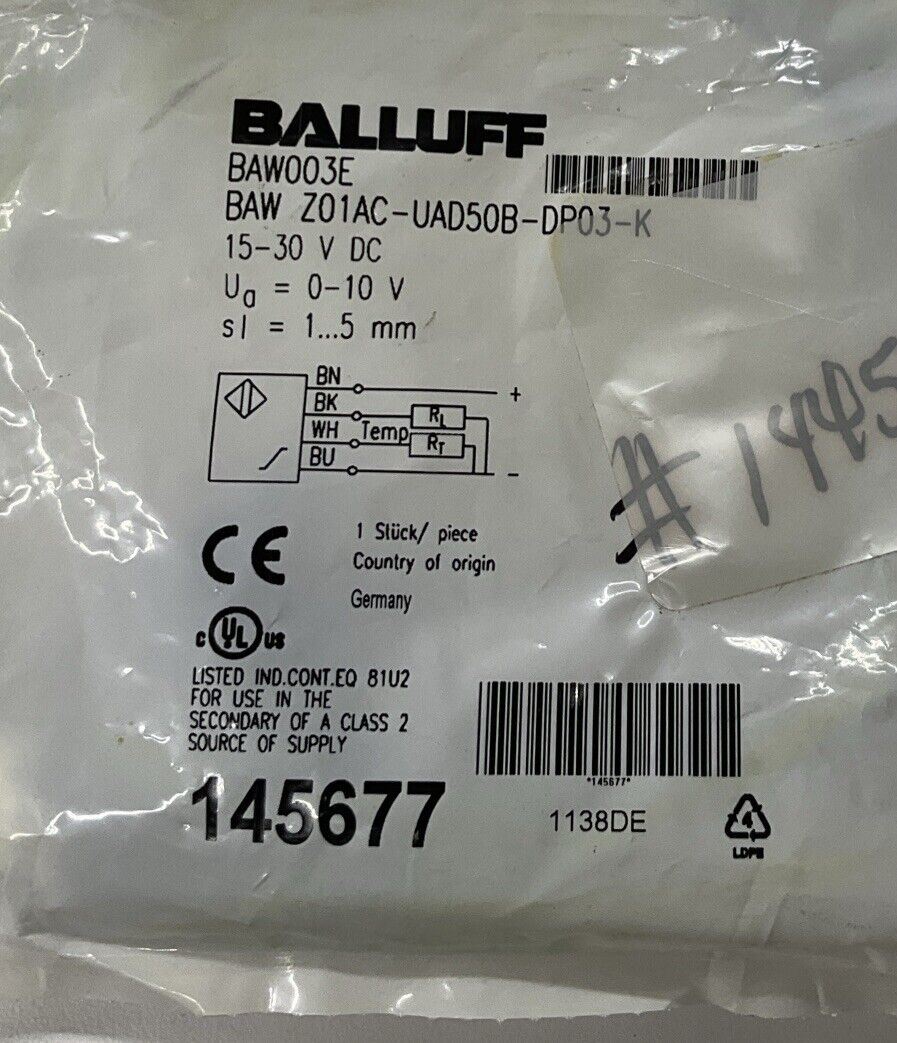 Balluff BAW-Z01AC-UAD50B-DP03-K / BAW003E Distance Sensor (CL173)