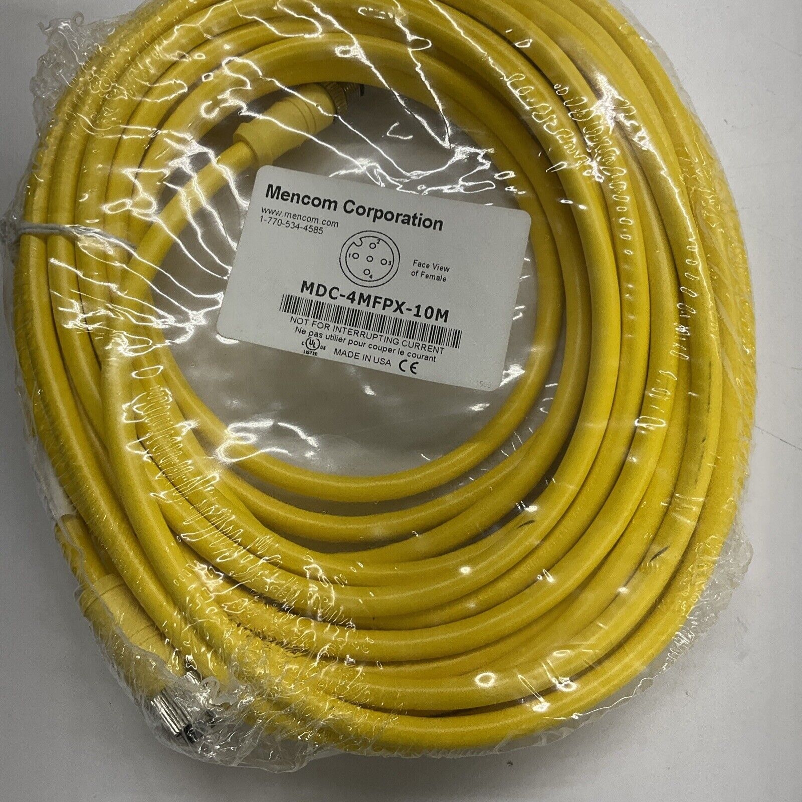 Mencom MDCM-4-5FP-5M Single End 5-Pin M12 Female Cable Cordset 5-Meters (CBL164) - 0