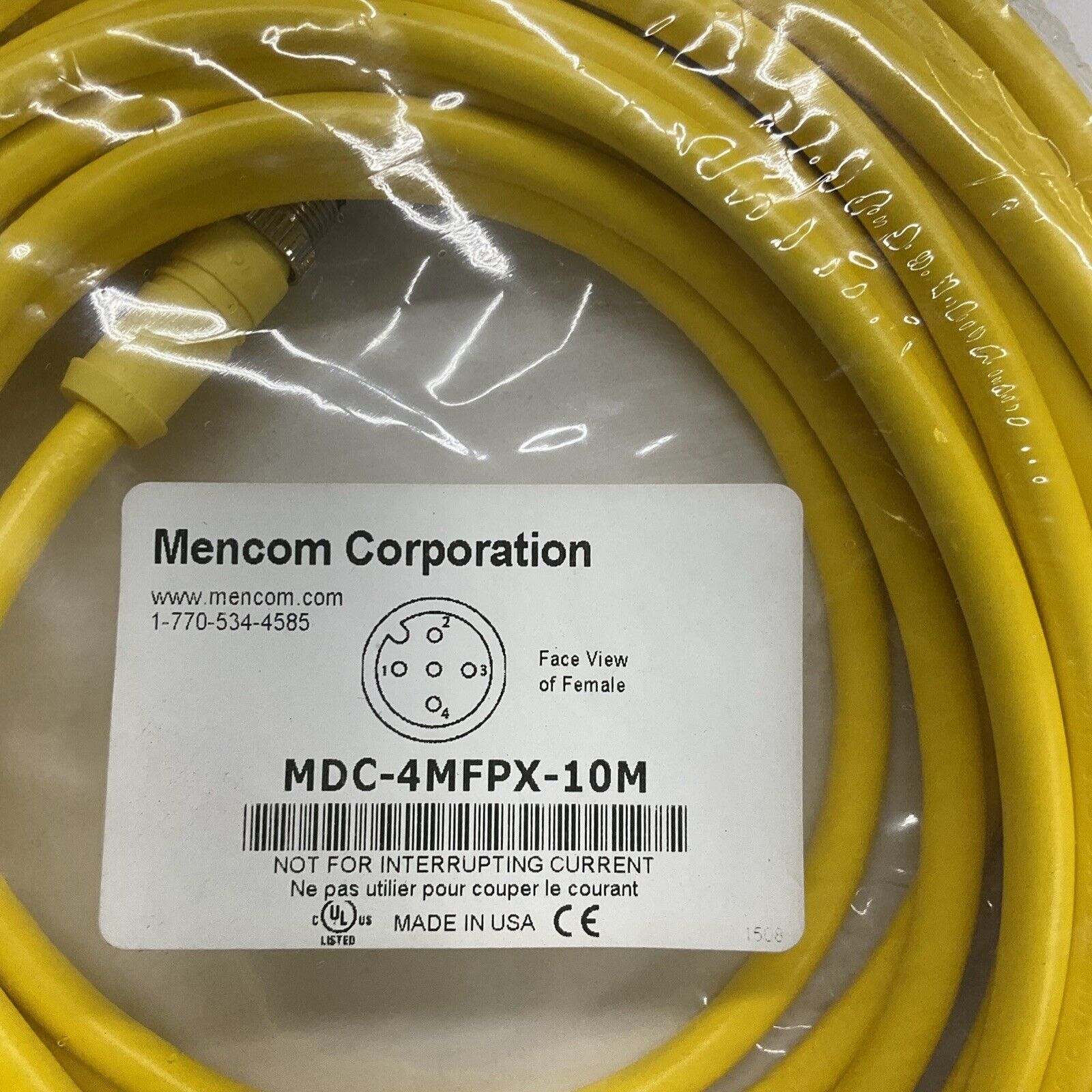 Mencom MDCM-4-5FP-5M Single End 5-Pin M12 Female Cable Cordset 5-Meters (CBL164)