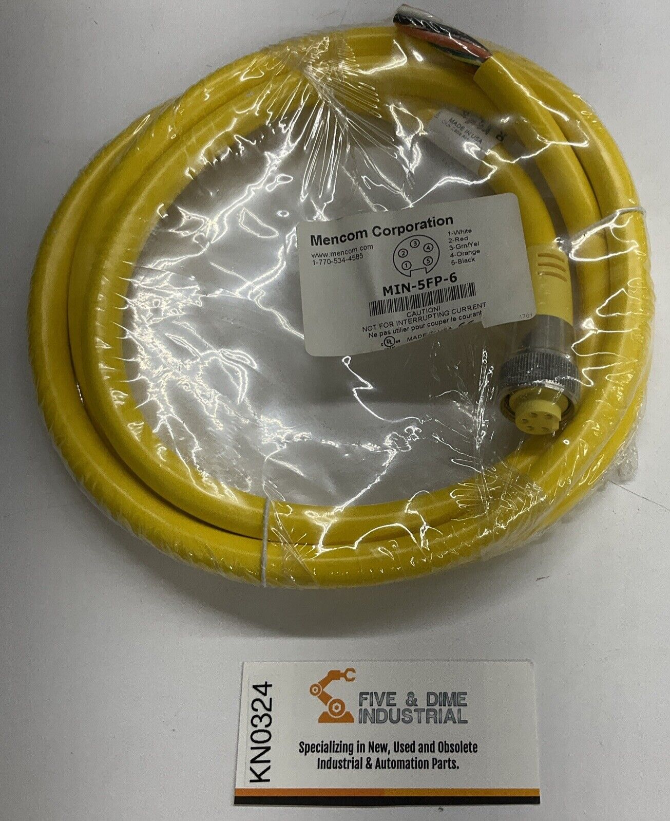 Mencom MIN-5FP-6 7/8" Mini, Female, 5-Pole 6-Feet Cable (CBL106)
