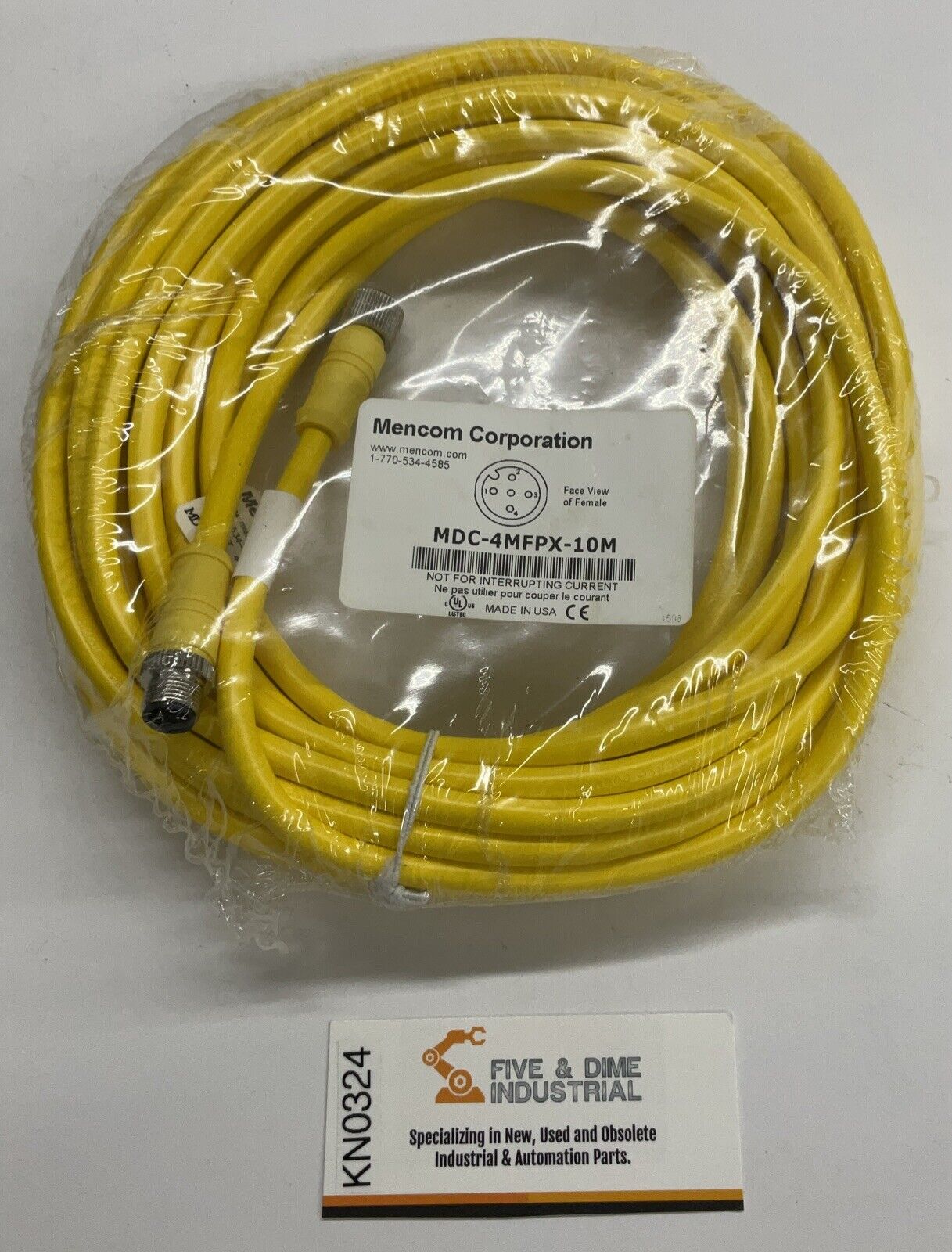 Mencom MDC-4MFPX-10M M12, Male/Female 4-Pole 10-Meter Cable (CBL116)