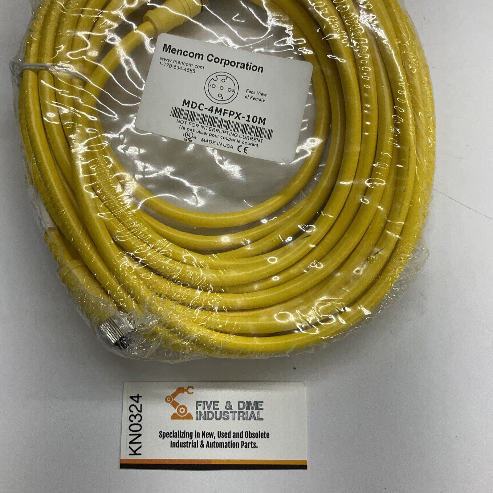 Mencom MDCM-4-5FP-5M Single End 5-Pin M12 Female Cable Cordset 5-Meters (CBL164)