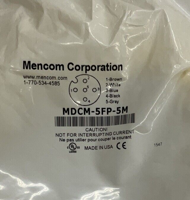 Mencom MDCM-5FP-5M M12 Single-End Female 5-Pole 5-Meter Cable (CBL111) - 0