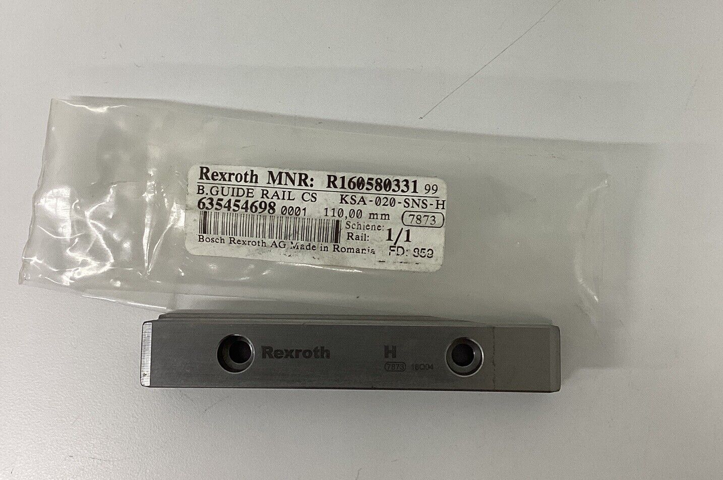 Bosch Rexroth R160580331 Size 20 Guide Rail 110mm (RE122)