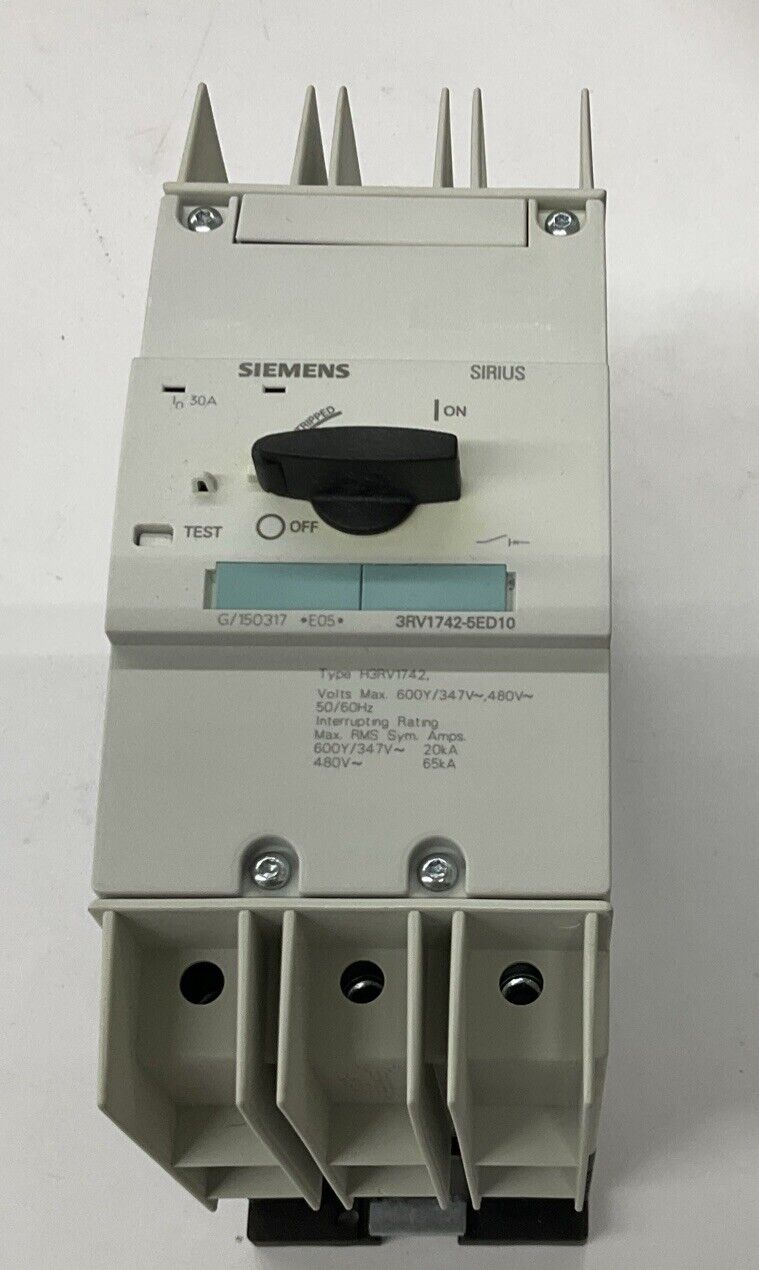 Siemens 3RV1742-5ED10 3-Pole 30A, 600VAC Circuit Breaker (CL368) - 0