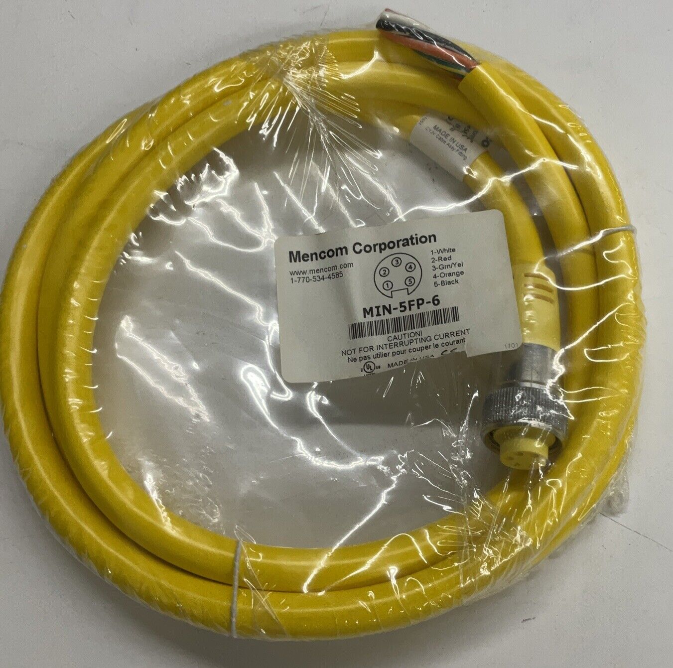 Mencom MIN-5FP-6 7/8" Mini, Female, 5-Pole 6-Feet Cable (CBL106) - 0