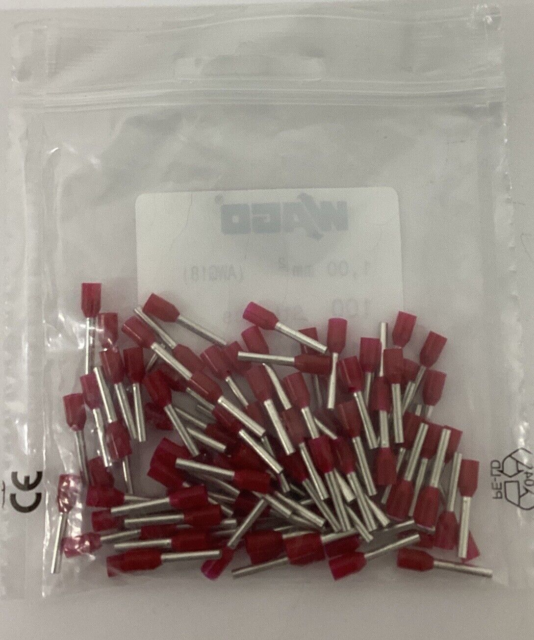Wago 216-243 Package of 100 Ferrule 18 AWG Red (YE257) - 0