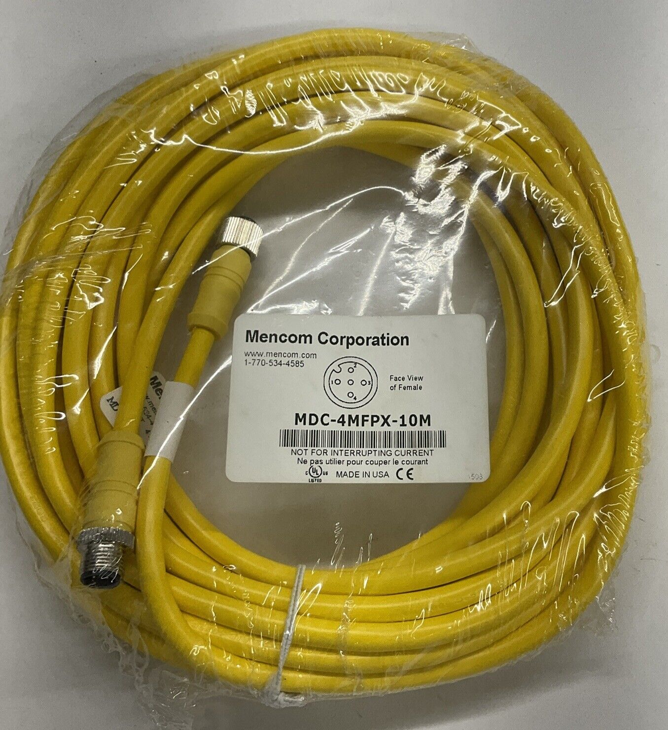 Mencom MDC-4MFPX-10M M12, Male/Female 4-Pole 10-Meter Cable (CBL116) - 0