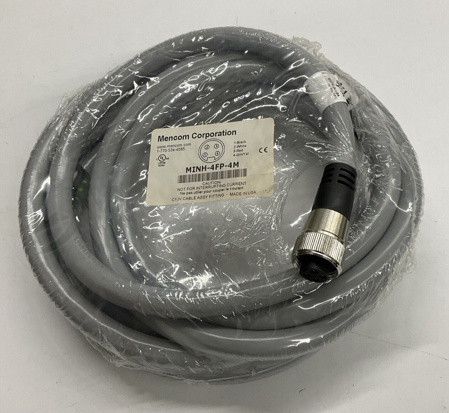 Mencom MINH-4FP-4M 7/8" Mini, Female, 4-Pole, 4-Meter Cable (CBL 117)