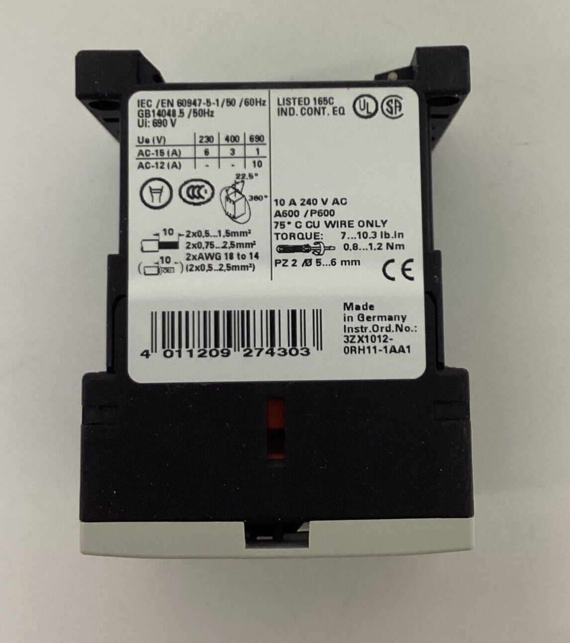 Siemens 3RH1122-1BB40  24VDC Control Relay Contactor (YE256)