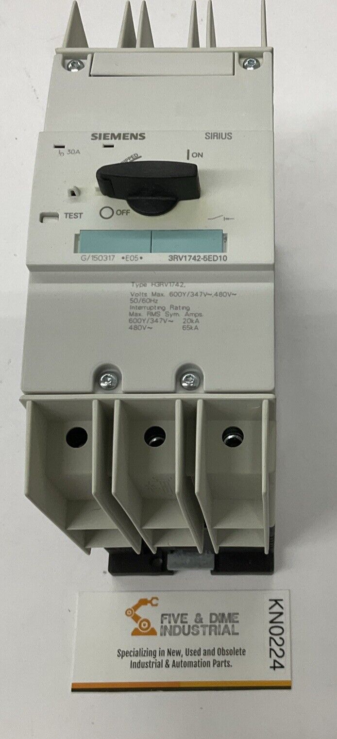 Siemens 3RV1742-5ED10 3-Pole 30A, 600VAC Circuit Breaker (CL368)